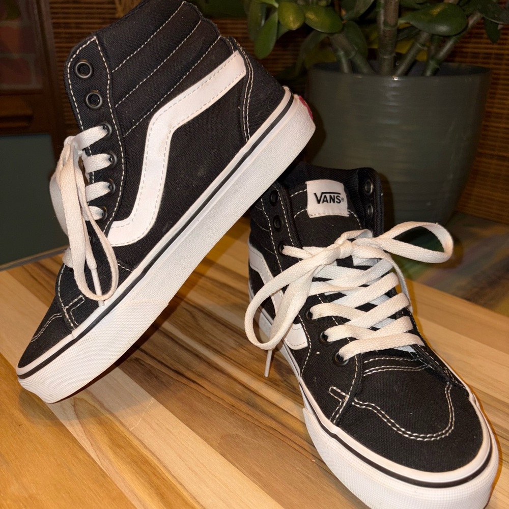 Vans Black and White High-Top Sneakers